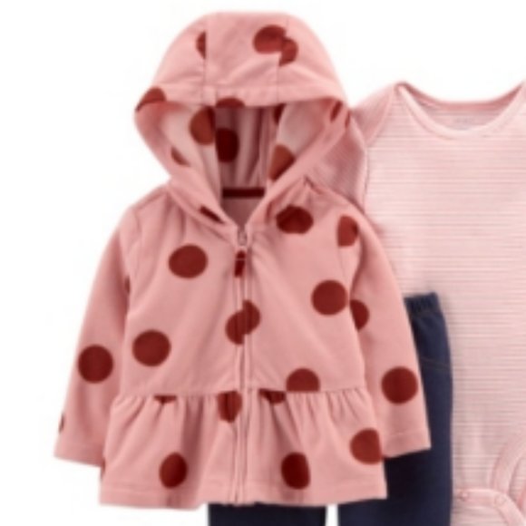 Carter's Other - Carter's Baby Girl Lightweight Fleece Peplum Jacket 9M Pink multi Polka dot New